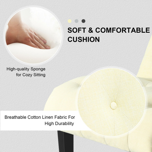 Cotton Linen Fabric Armless Accent Chair with Adjustable Foot Pads - Image 5