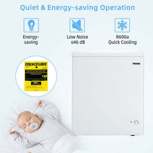Compact 5 Cu.ft Chest Freezer with 3 Storage Baskets White - Image 6