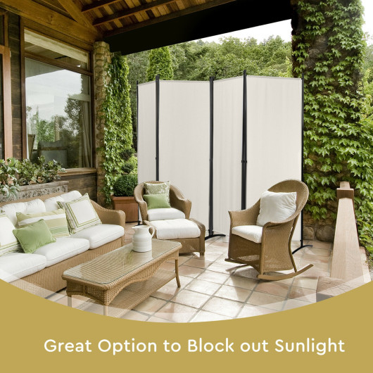 Foldable 4-Panel Room Divider with Durable Steel Frame