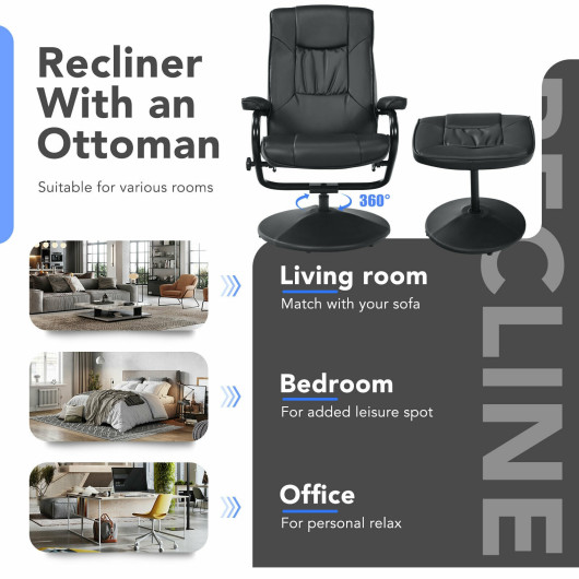 Ergonomic Swivel Recliner Chair with Adjustable Ottoman (Set of 2) - Image 6