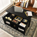 Lift Top Coffee Table with Hidden Storage and Open Shelves