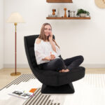 Adjustable Swivel Floor Chair with Massage Pillow and Lumbar Support