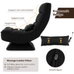 Adjustable Swivel Floor Chair with Massage Pillow and Lumbar Support