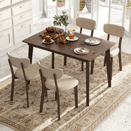 Space-Saving Rubber Wood Dining Table Set with 4 Chairs (5-Piece) - Image 2