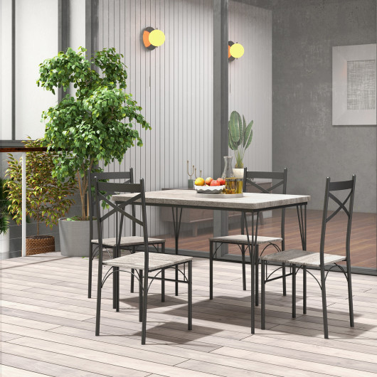 Modern Gray Dining Table and Chairs for Small Spaces (5-Piece) - Image 2