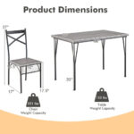 Modern Gray Dining Table and Chairs for Small Spaces (5-Piece)