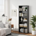 Modern 5-Shelf Storage Bookcase with Open Display Shelving