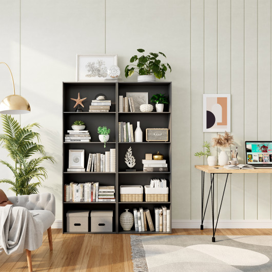 Modern 5-Shelf Storage Bookcase with Open Display Shelving - Image 2