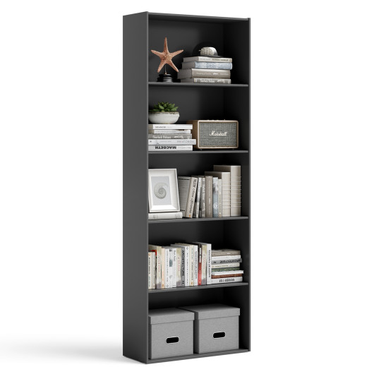Modern 5-Shelf Storage Bookcase with Open Display Shelving - Image 3