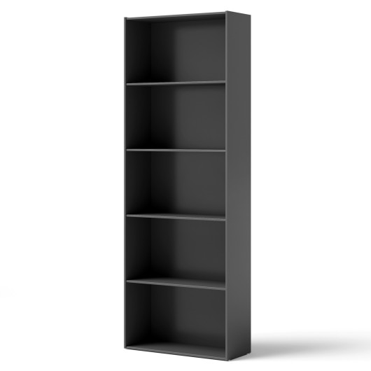 Modern 5-Shelf Storage Bookcase with Open Display Shelving - Image 4