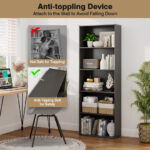 Modern 5-Shelf Storage Bookcase with Open Display Shelving