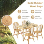 Farmhouse Wooden Dining Table and Windsor Chairs (Set of 5)