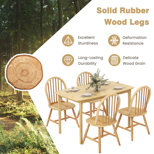 Farmhouse Wooden Dining Table and Windsor Chairs (Set of 5) - Image 6