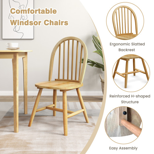 Farmhouse Wooden Dining Table and Windsor Chairs (Set of 5) - Image 4