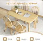 Farmhouse Wooden Dining Table and Windsor Chairs (Set of 5)