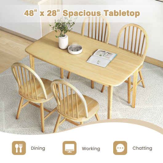Farmhouse Wooden Dining Table and Windsor Chairs (Set of 5) - Image 5