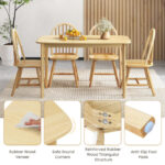 Farmhouse Wooden Dining Table and Windsor Chairs (Set of 5)