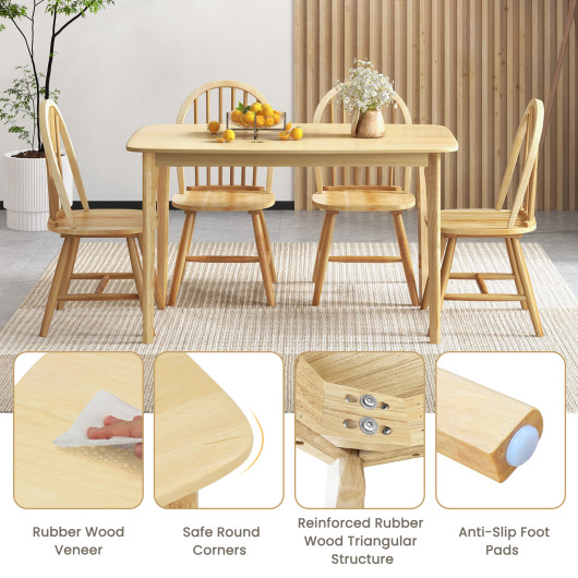 Farmhouse Wooden Dining Table and Windsor Chairs (Set of 5) - Image 7