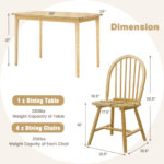 Farmhouse Wooden Dining Table and Windsor Chairs (Set of 5)