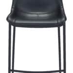 Black Faux Leather Barstool with Matte Steel Legs (Set of 2)