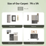 Soft 5 x 7 Feet Rectangular Shag Area Rug for Living Room