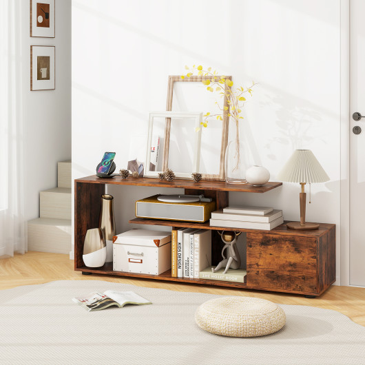 Rustic Brown Entertainment Center with Power Outlet and Storage
