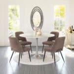 Modern Boho Dining Chair with Shearling Fabric and Steel Legs (Set of 2)