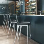 Black Faux Leather Barstool with Brushed Steel Legs (Set of 2)