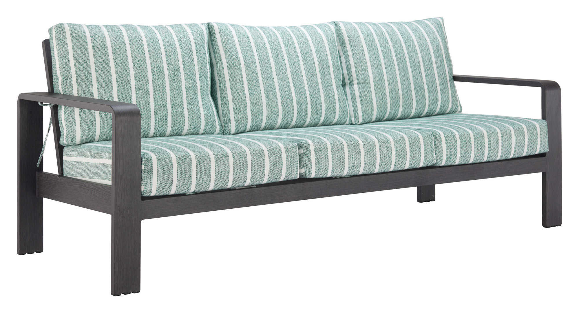 Modern Green Sofa with Durable Olefin and Aluminum Frame