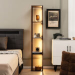 64 Inch Modern Floor Lamp with Shelves and Dimmable LED Bulbs