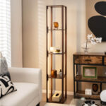 64 Inch Modern Floor Lamp with Shelves and Dimmable LED Bulbs