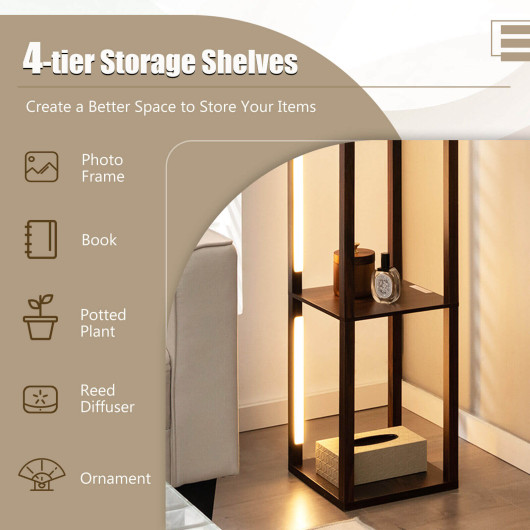 64 Inch Modern Floor Lamp with Shelves and Dimmable LED Bulbs - Image 10