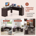 Space-Saving L-Shaped Desk with Drawers, Keyboard Tray, and Cabinet