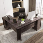 Space-Saving L-Shaped Desk with Drawers, Keyboard Tray, and Cabinet