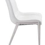 Modern White Faux Leather Dining Chair with Stainless Steel Legs (Set of 2)