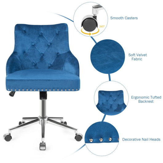 Velvet Tufted Swivel Office Chair with Adjustable Height