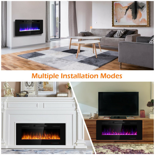 42 Inch Ultra Thin Electric Fireplace with Timer and Remote