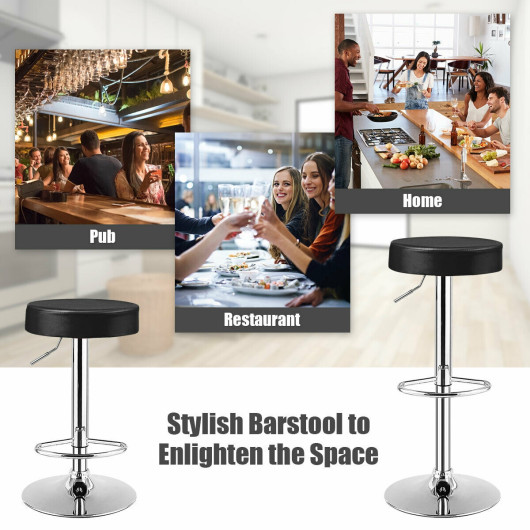 Adjustable Swivel Bar Stool with PU Leather and Footrest (1) - Image 7