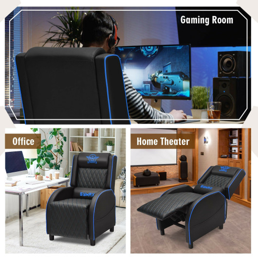 Massage Recliner Chair with Adjustable Backrest for Home Theater Blue