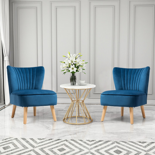 Velvet Upholstered Armless Chair with Wood Legs for Living Spaces