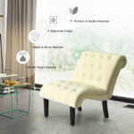 Cotton Linen Fabric Armless Accent Chair with Adjustable Foot Pads