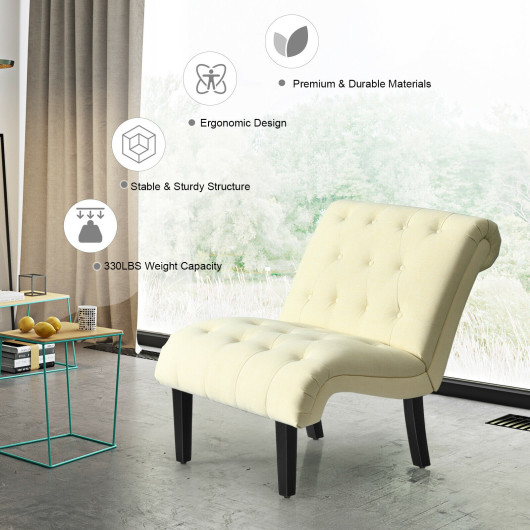 Cotton Linen Fabric Armless Accent Chair with Adjustable Foot Pads - Image 2
