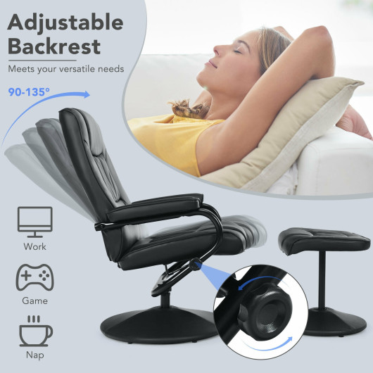 Ergonomic Swivel Recliner Chair with Adjustable Ottoman (Set of 2) - Image 7