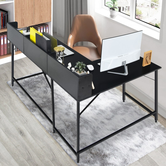 L-Shaped Computer Desk with Hutch and Bookshelf for Offices - Image 6