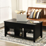 Lift Top Coffee Table with Hidden Storage and Open Shelves