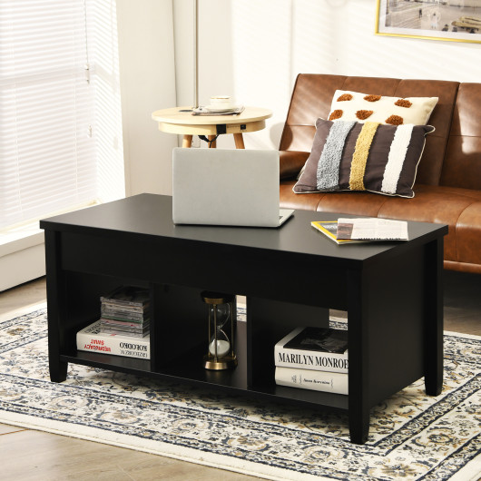 Lift Top Coffee Table with Hidden Storage and Open Shelves - Image 6