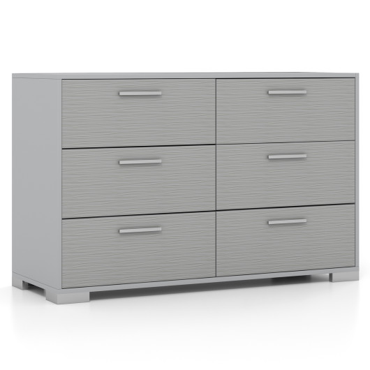 Modern Grey 6 Drawer Storage Cabinet with Metal Legs