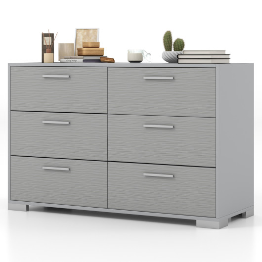 Modern Grey 6 Drawer Storage Cabinet with Metal Legs