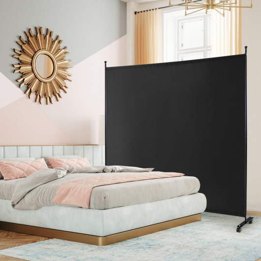 6 Foot Single Panel Rolling Room Divider with Lockable Wheels