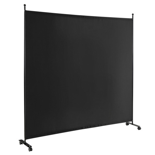 6 Foot Single Panel Rolling Room Divider with Lockable Wheels